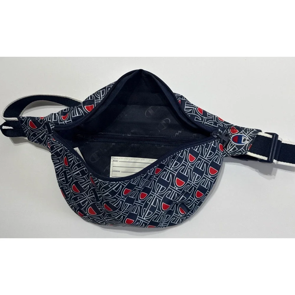 Champion Fanny Pack Waist Bag Zippered Storage Crossbody Red White Blue‎
